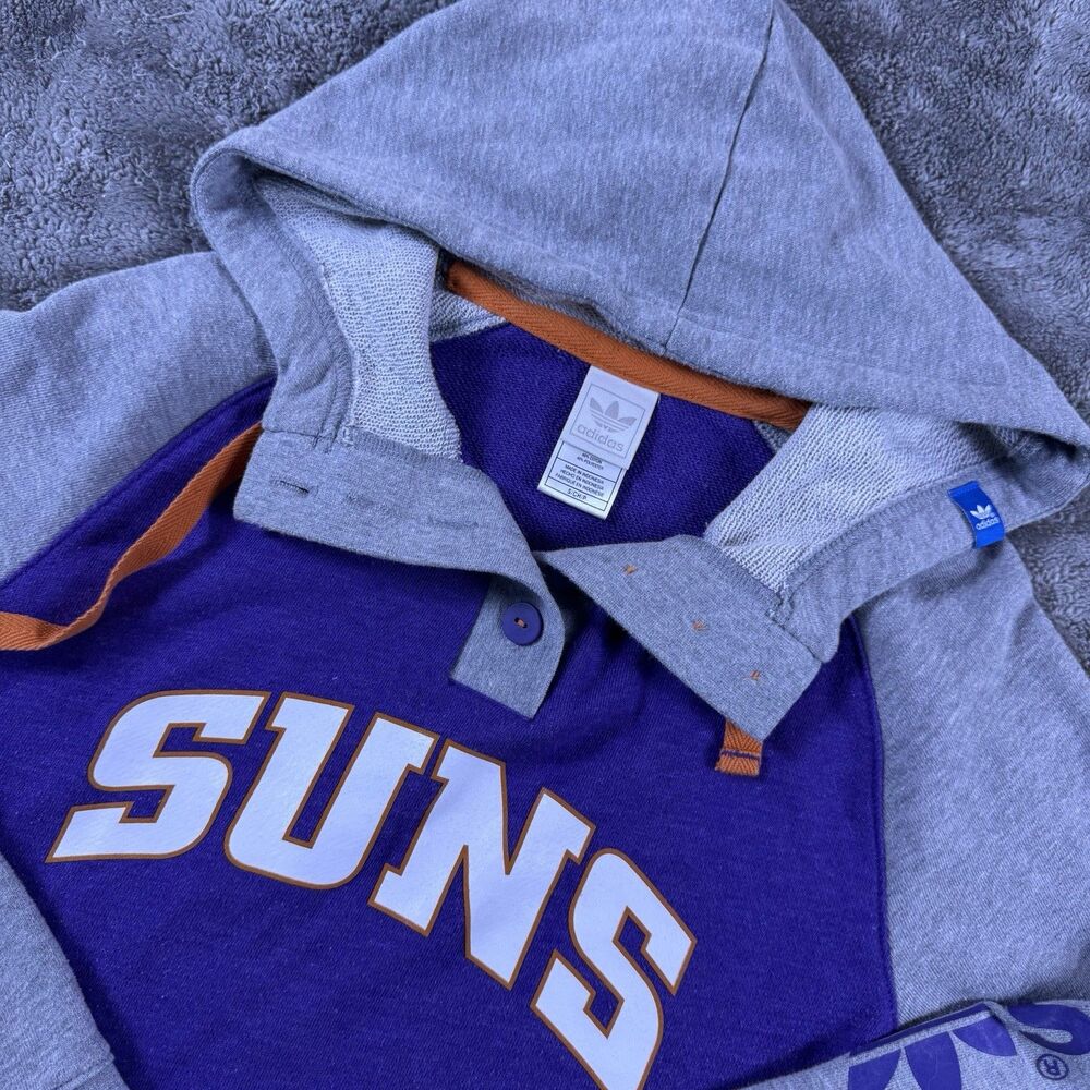 Y2K NBA Adidas Originals X Phoenix Suns Womens Henley Hoodie - Trefoil - Small